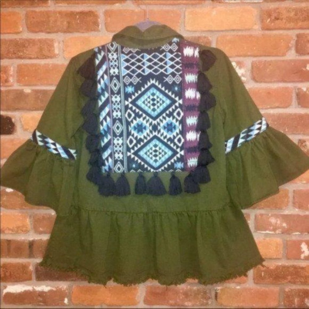 Anthropologie Beautiful Stories Olive Inika Utility Jacket Size XS